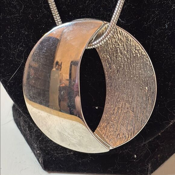 Lia Sophia Modern Silver and Gold Layered Necklace with Statement Pendant - Picture 2 of 4